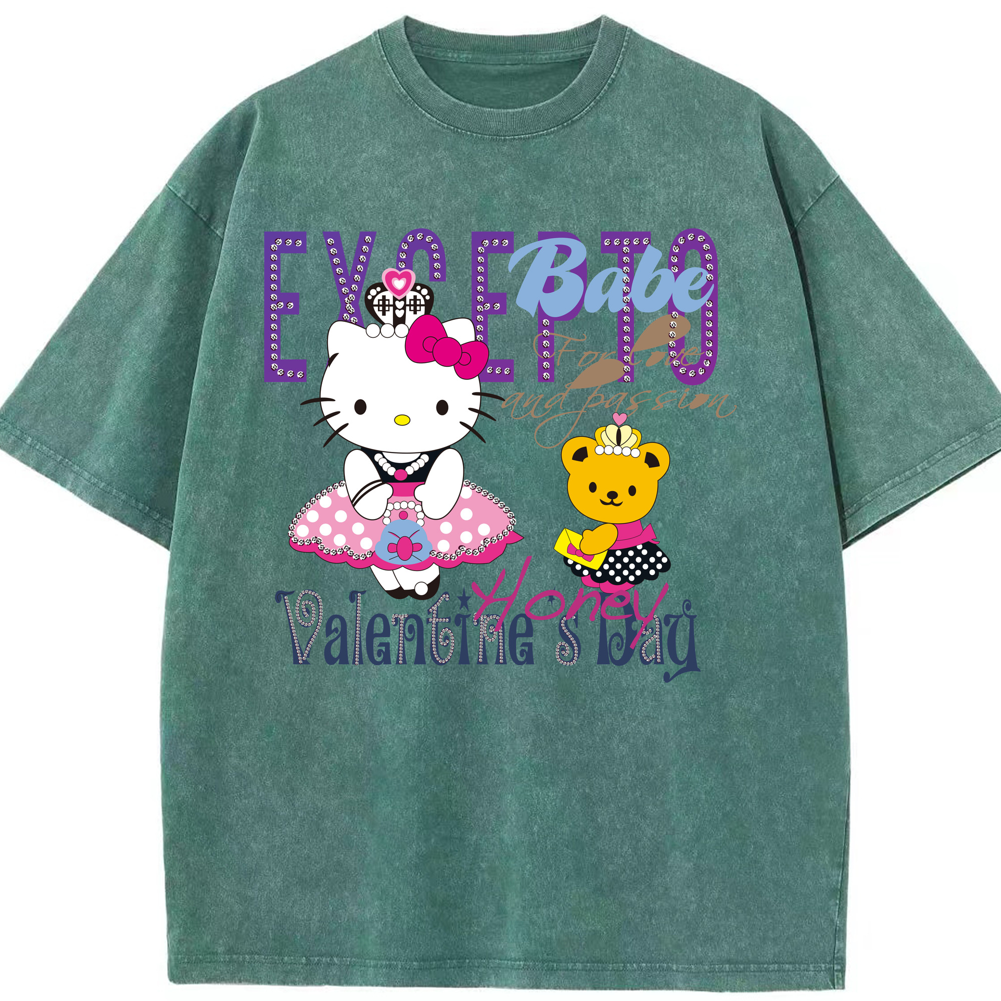 （画像用） Hello Kitty ハローキティ 綿100% ヴィンテージ風 半袖Tシャツ（フロントプリント）